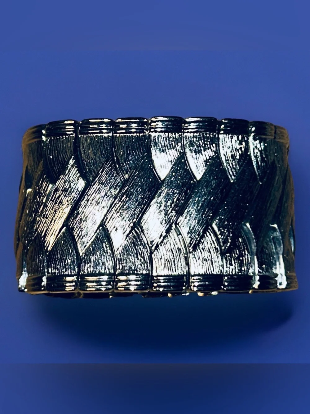 Accordion Stretch Bracelet, Brushed Silver Tone